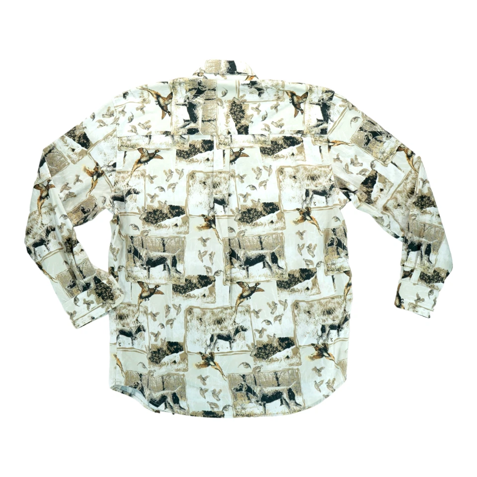Natural Issue Button Up Shirt Adult Medium Tall Ivory Quail Hunt Dog Hunting - Image 2 of 4