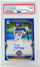 2023 Bowman Alex Ramirez Chrome Blue Lunar Crater Refractor Auto /150 PSA 9