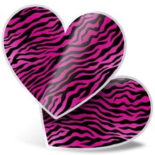 2 x Heart Stickers 15 cm - Pink Animal Print Pattern #2851