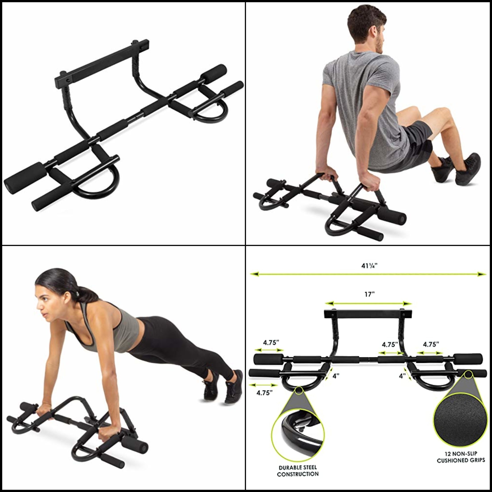 ProsourceFit MultiGrip ChinUp/PullUp Bar, Heavy Duty Doorway Trainer