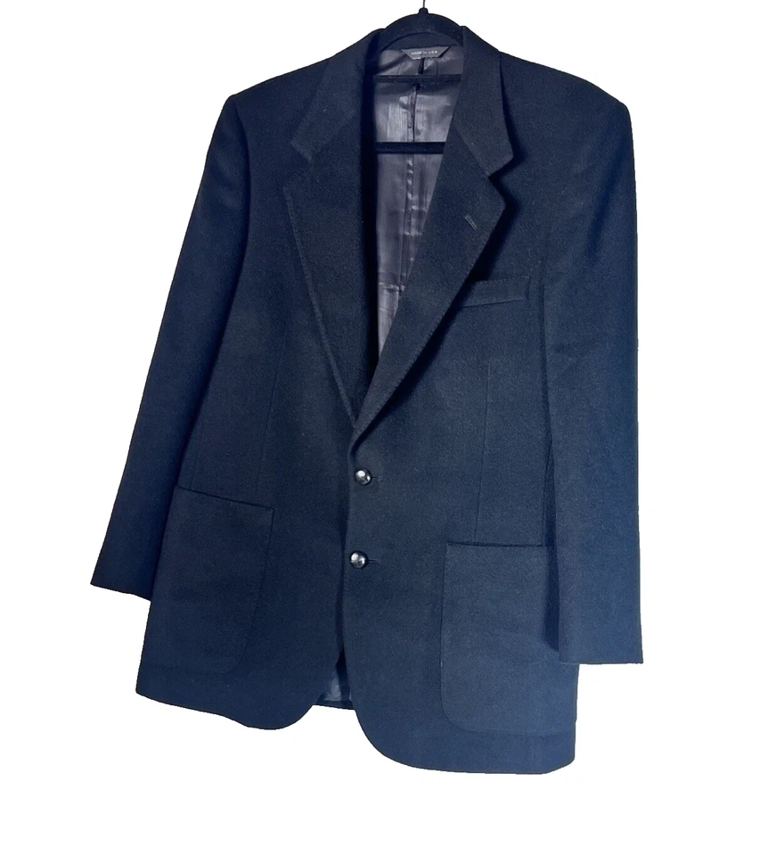 Blazer Lanvin Paris Para Hombre Talla 42 R Abrigo Deportivo Negro Mezcla Cachemira Foto 4 de 4