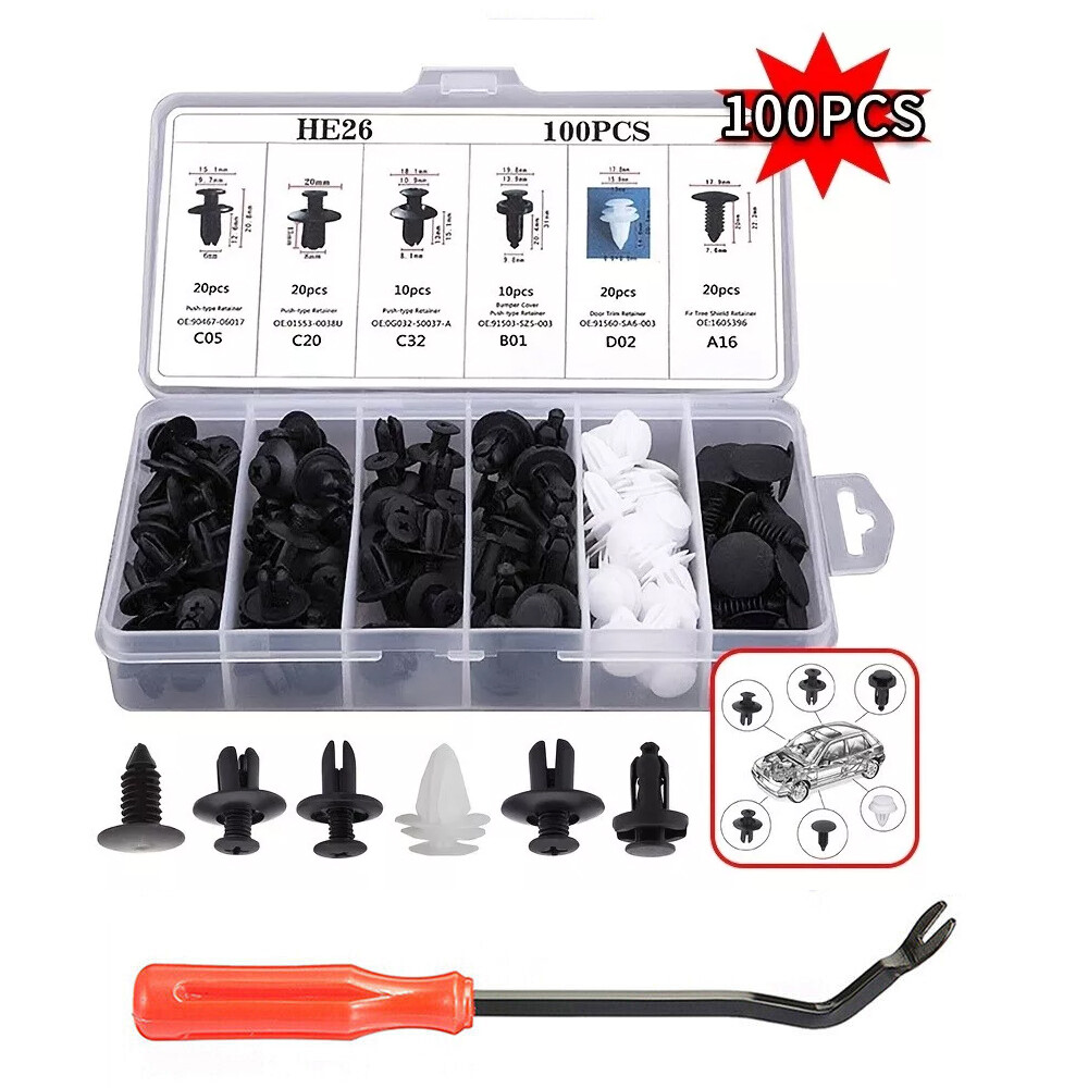For Subaru 100Pcs Bumper Hood Clips Retainer Rivet Fastener Fender Push Pin US