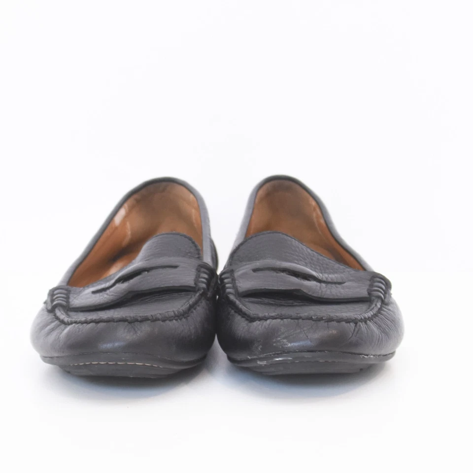 Mocasines Coach Penny negros para dama de cuero granulado negro sin cordones 11B Foto 3 de 4