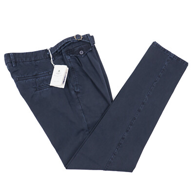 Luigi Borrelli Garment-Washed Heavy Twill Cotton Pants with Buckled Tab 33 NWT