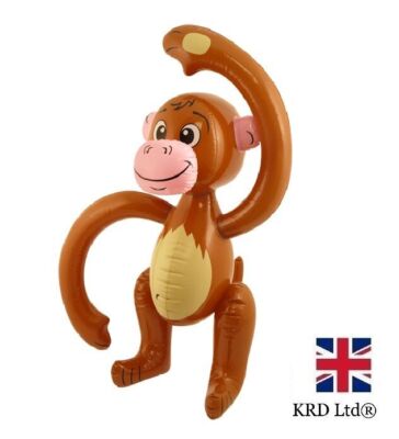 GROSSER AUFBLASBARER AFFE aufblasbar wiederverwendbar Spielzeug Tier Kinder Party Deko 58 cm UK