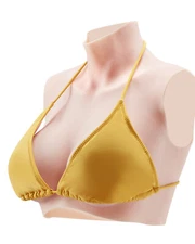 Silicone Breastplate D-Cup High Neckline Fake Breasts for Cosplay Drag Queen