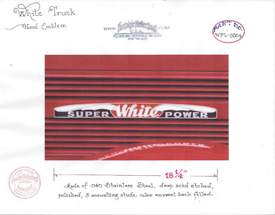 White Truck Super Power Hood Emblems 1940's & 1950's