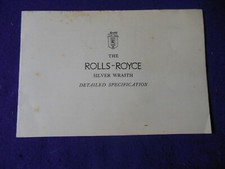 Original Rolls Royce Silver Wraith Detailed Specifications Brochure Circa 1946
