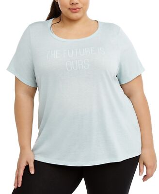 Ideology Top T-Shirt Graphic Future Performance Women Blue Sz M NEW NWT 473