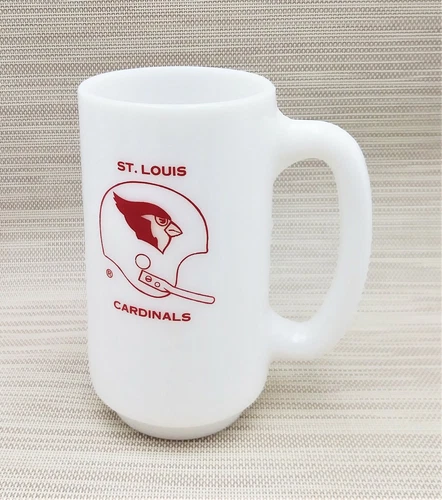 Vtg NFL St Louis Cardinals Football Milk White Coffee Beer Mug Drinking Glass