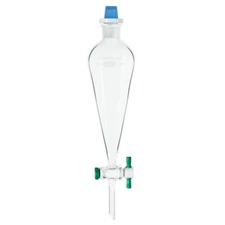 Squibb Separatory Funnel 1000 mL PTFE Stopcock PE Stopper Chemglass CG-1747-06