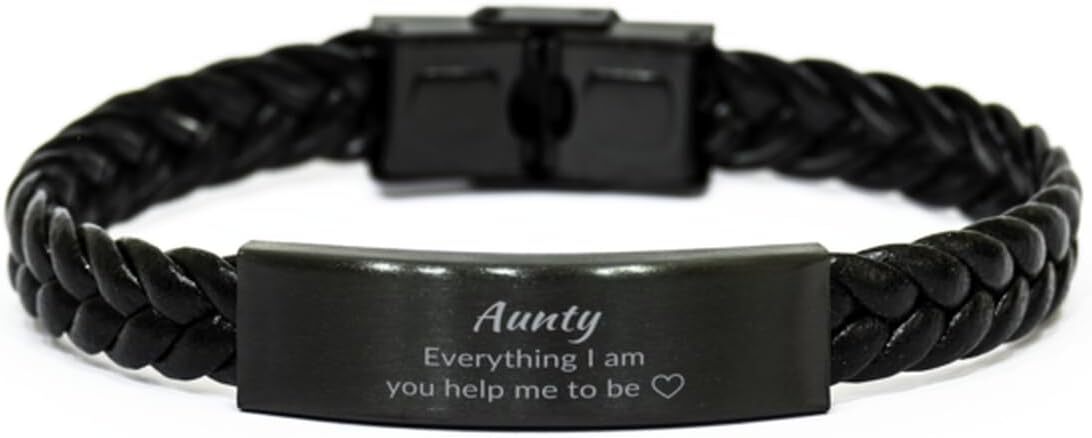 Leather Bracelet To Aunty,Birthday Christmas Inspirational Gift Engraved Jewelry