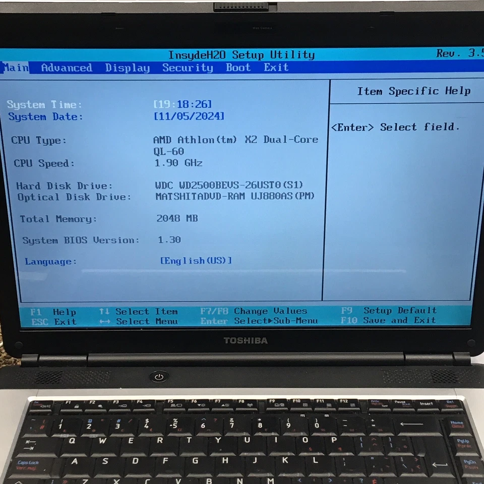 Toshiba Satellite L300D 15.4" Athlon X2 Dual-Core 2GB 250GB For Parts H2441 - Image 2 of 4