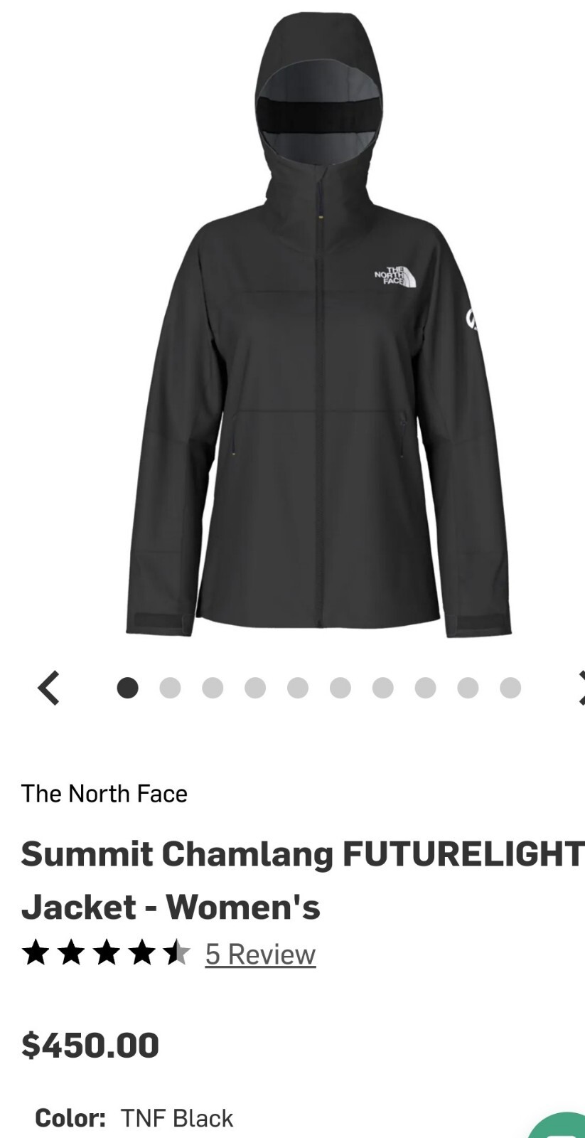 Chaqueta The North Face, Mujer-XL, Summit Series Chamlang Futurelight, Negra