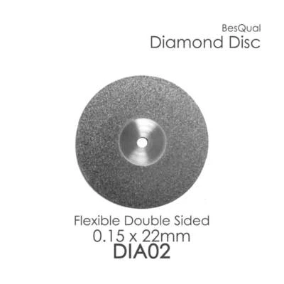 BESQUAL Dental Lab Double Sided Diamond Disc Dia-2 with free mandrel 0.15mm x 22mm