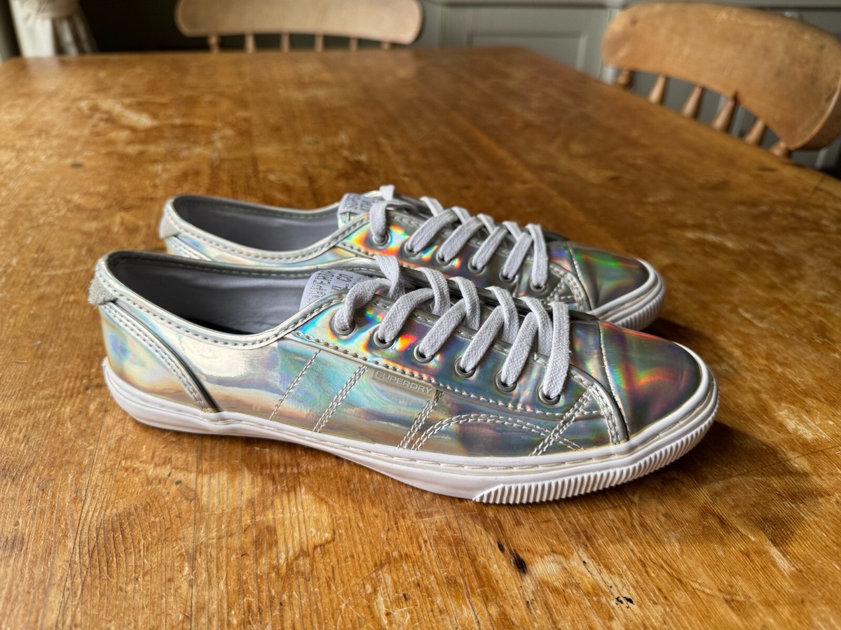 WOMENS SUPERDRY SILVER TRAINERS UK LACE UP SHOES UK