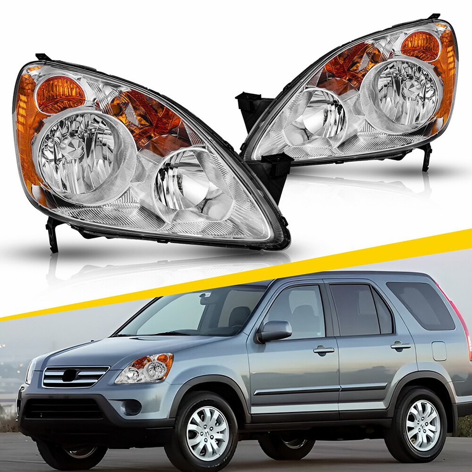 2x For 20052006 Honda CRV Chrome Housing Headlights Left Right Amber