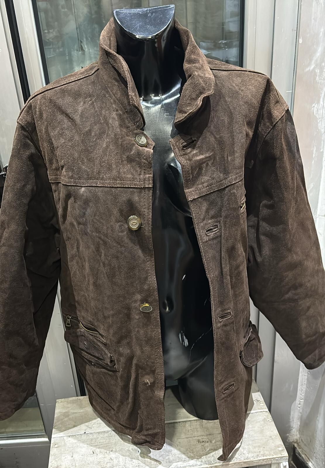 Dargenios Distressed Brown Leather Jacket for Men Size 48 LLD504