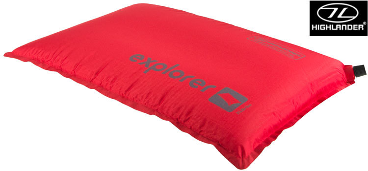 Highlander Explorer Red Self Inflating Blow Up Air Camping Travel Pillow Mat New
