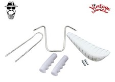 20" LOWIRDER SPARKLE WHITE STRIPE BANANA SEAT W/WHITE GRIPS,SISSYBAR HANDLEBAR
