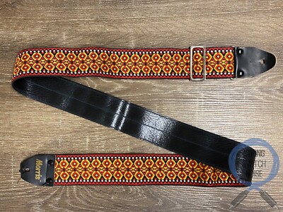 Morris Guitars Made in Japan. Embroidered Woven red pattern Guitar Strap