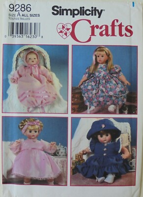 Simplicity 9286 Design Your Own Baby Doll Clothes Sewing Pattern S-M-L