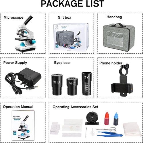 HSL 40X-2000X Microscope for Kids,Monocular Compound Microscope Kit for Students - Picture 6 of 7