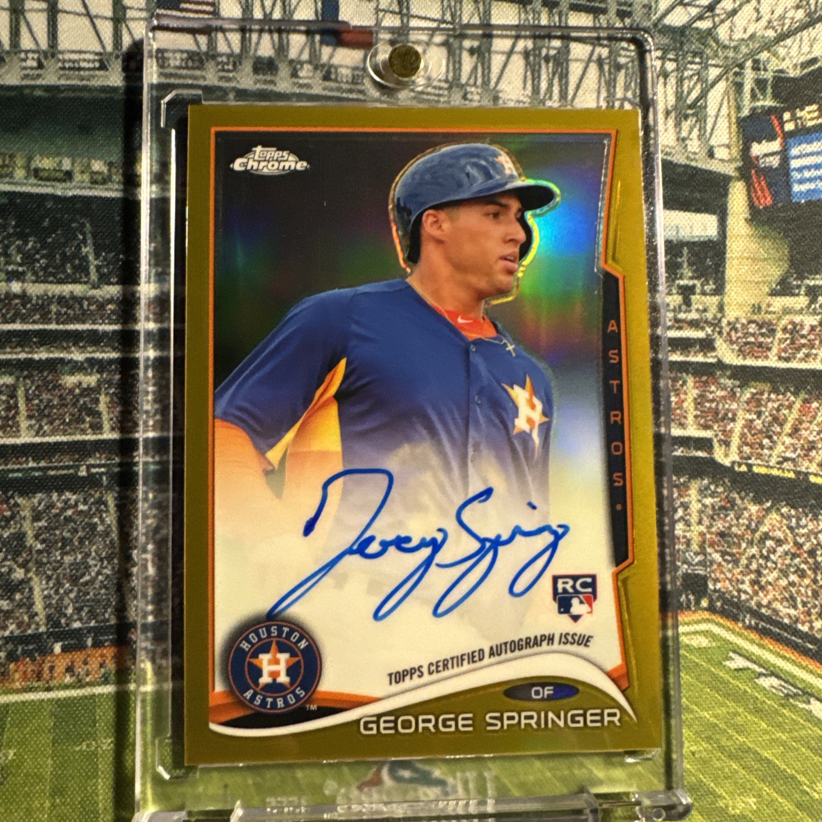 2014 Topps Chrome Gold ✨Refractor✨ 4/50 ✅George Springer RC Auto Houston Astros view 4