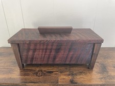 Large Vintage Artisan Handcrafted Walnut Keepsake Storage Box With Raised Lid