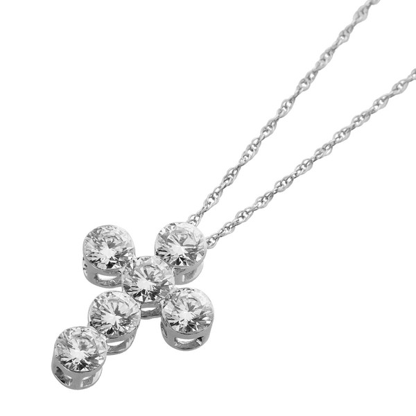 Brillant Kreuz AnhäNger Kette WeißGold 585 14K Lab Grown Diamanten 1Ct-image