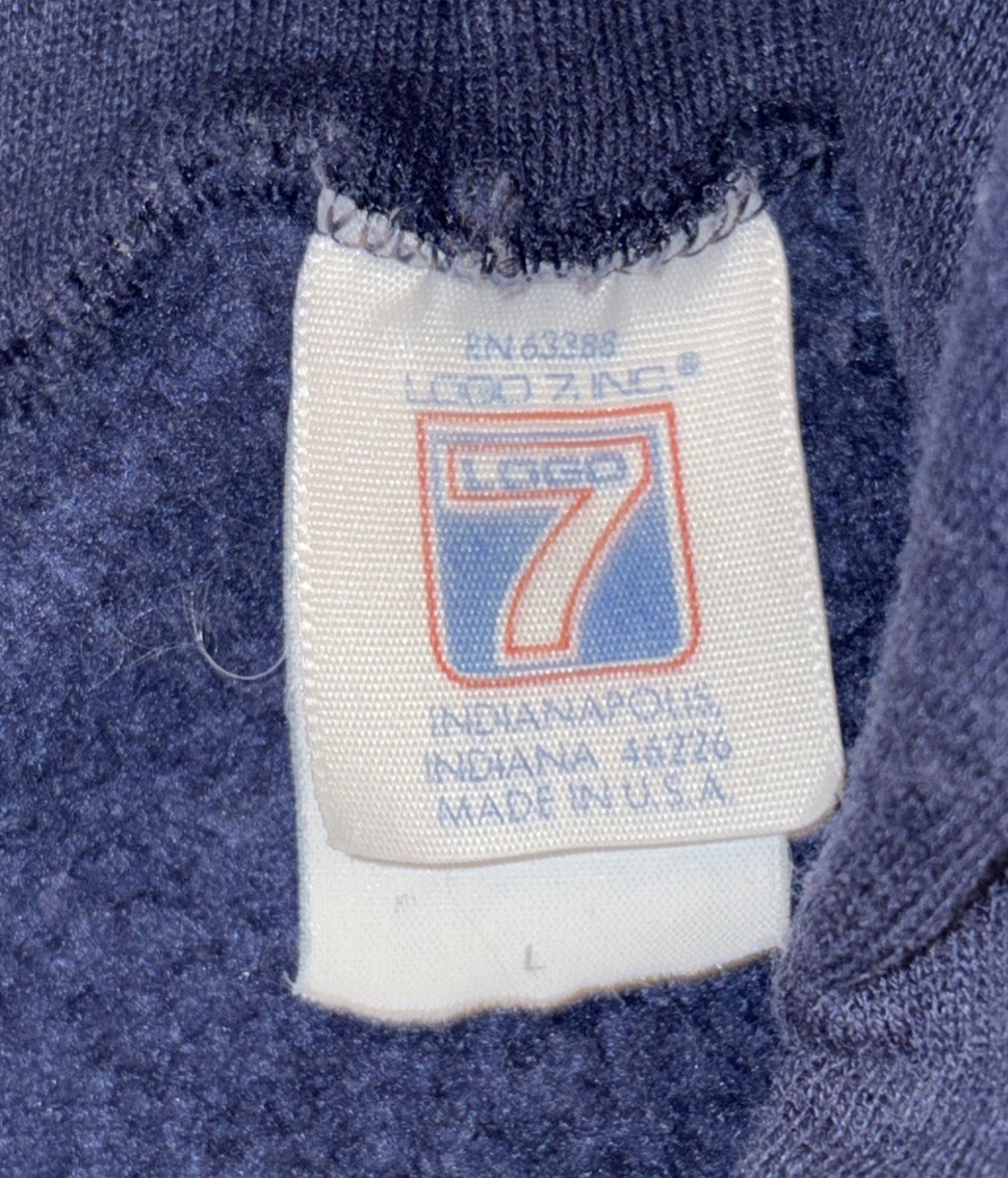 Vtg Logo 7 NY Giants NFL Hoodie Sweatshirt Men's Large Blue Pullover Retro 90s