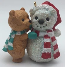 2005 Snow Bear Buddies Hallmark Ornament Snowman and Teddy Bear