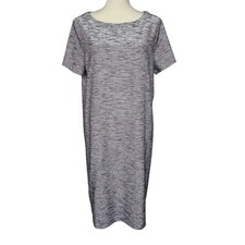 Chico’s Itsy Bitsy Texture Boat Neck Dress Women’s Size 2 Regular Size L/12 Blue