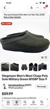 Stegmann Men's Wool Clogs Poly Sole Military Green M108P Size 9
