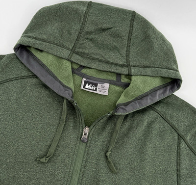 REI Fleece Hoodie Mens XXL Polartec Thermal Pro Full Zip Green Outdoor