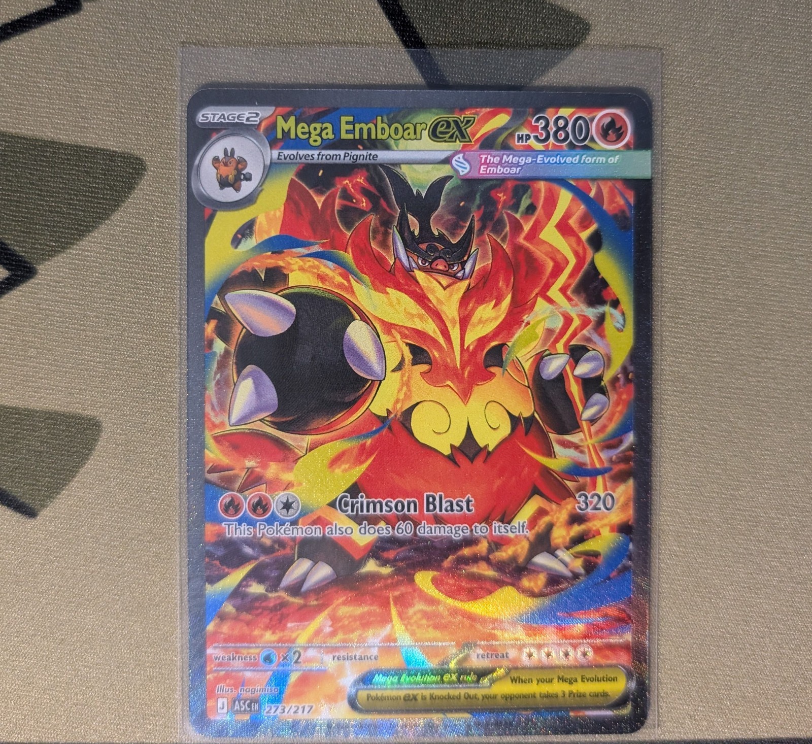 Pokémon TCG Mega Emboar EX SIR Ascended Hero’s #273 NM