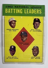 1963 Topps Baseball #1 Batting Leaders Robinson Musial Davis White Aaron LB37