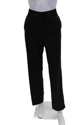 Tibi Womens Metallic Four Pocket Mid-Rise Straight Leg Pants Black Size 4