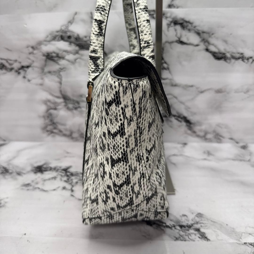 Guess 2Way Bag Python Embossed Leather Black/Whit… - image 5