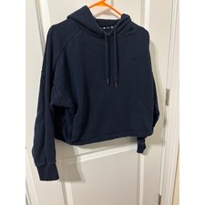 Sweaty Betty navy medium hoodie sweatshirt cotton cropped guc