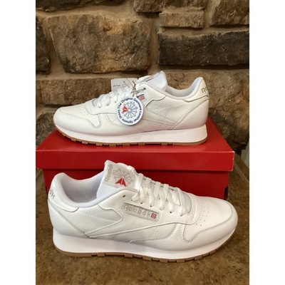 Reebok Classic Leather White Gum Sole Sneakers 100008491 Mens 10 Womens 11.5 New