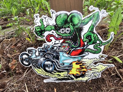 VINTAGE RAT FINK PORCELAIN SIGN ED ROTH HOT ROD GAS ENGINE RACE