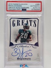 2019 Flawless Greats Sapphire Brian Dawkins 3/3 PSA Authentic-Auto 10  Eagles