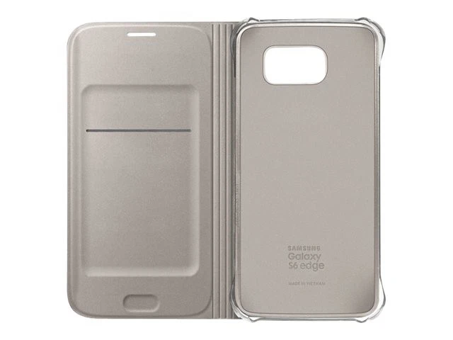 Funda protectora/s-view/cartera OEM Samsung para Samsung Galaxy S6 Edge dorada Foto 3 de 4