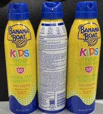 3Pack Banana Boat Kids Alcohol-Free Tear-Free Water Resistant Spray SPF 50 6 oz