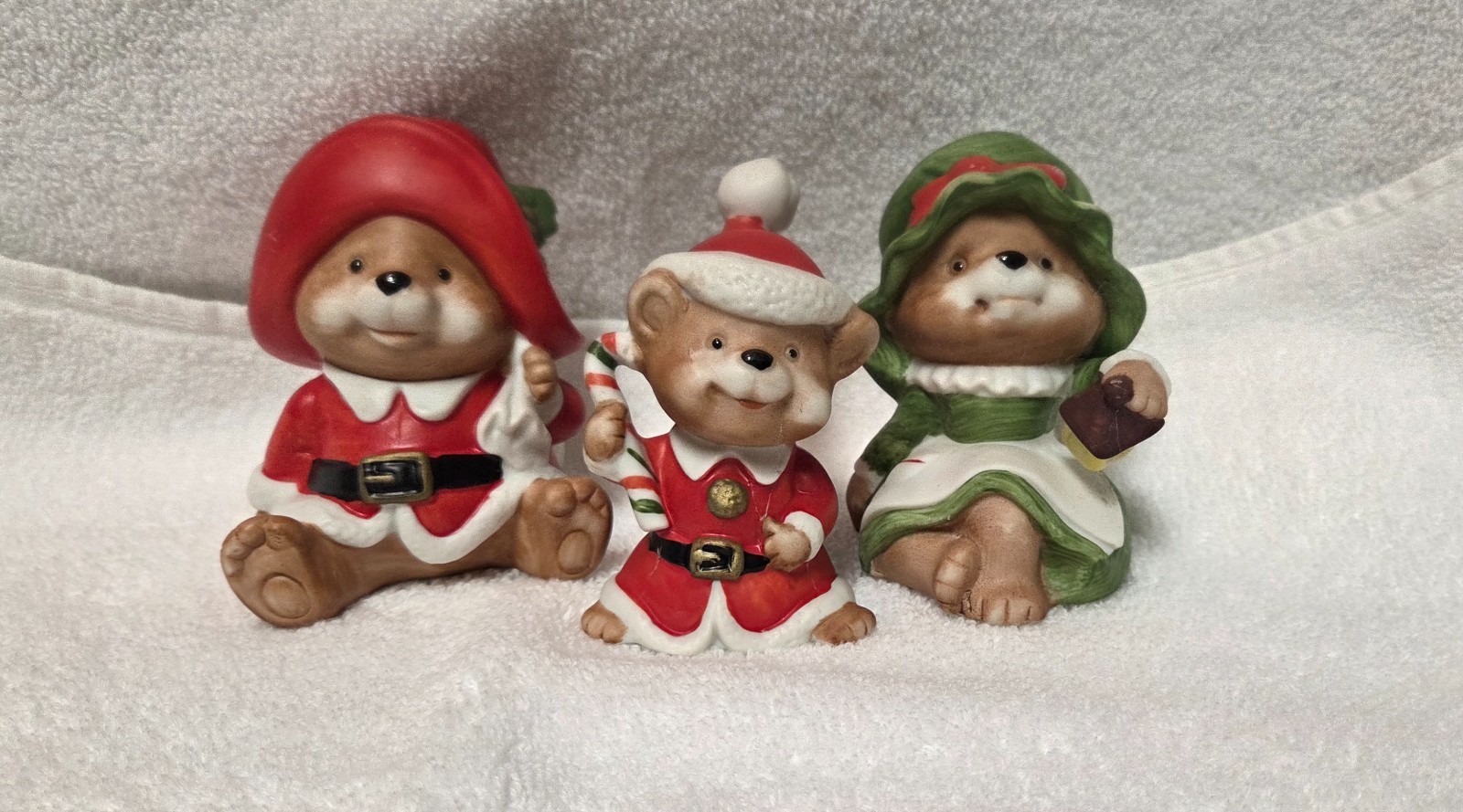 Vintage Homco Home Interiors Christmas Bear Set of 3 # 5600 Christmas Decor Cute