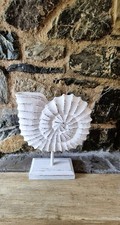 Large Nautilus Sea Shell on stand Hand Carved Shell shabby chic boho shell 37cm