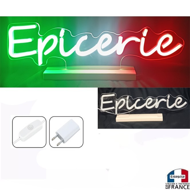 Néon LED Épicerie Italienne Multicolore en Plexiglas pour Stand de Foire et Marché