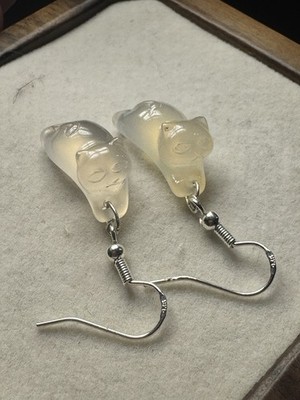 Ohrringe Katze natürlicher Achat Silber S925 - Natural Achate Cat Earrings »