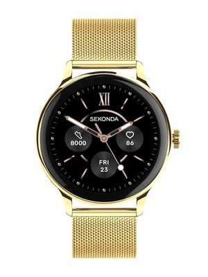 Sekonda Flex Plus 42mm Unisex Rund Gold Smartwatch mit Gold Mesh Armband